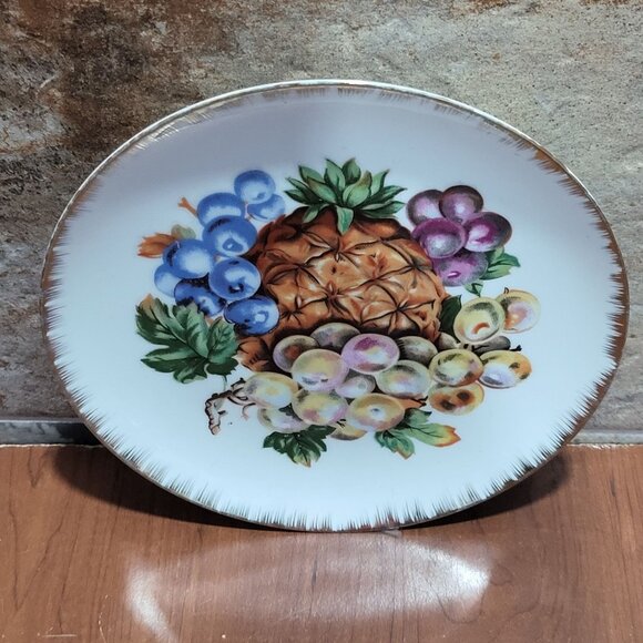 Vintage Decorative Plate Fruit Design Hand Painted - Picture 3 of 12